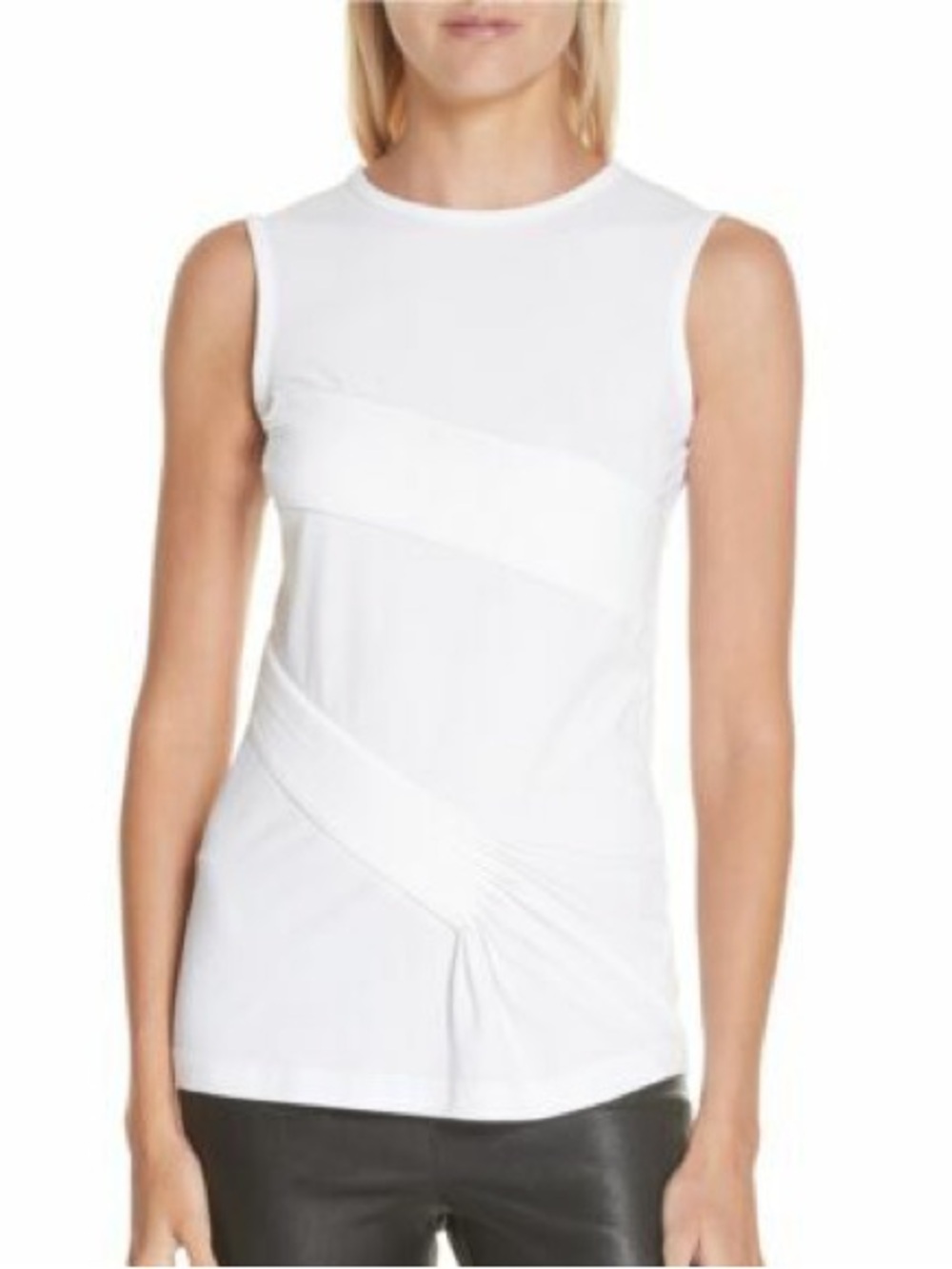 Helmut Lang Sleeveless White Ribbed Detail Tank